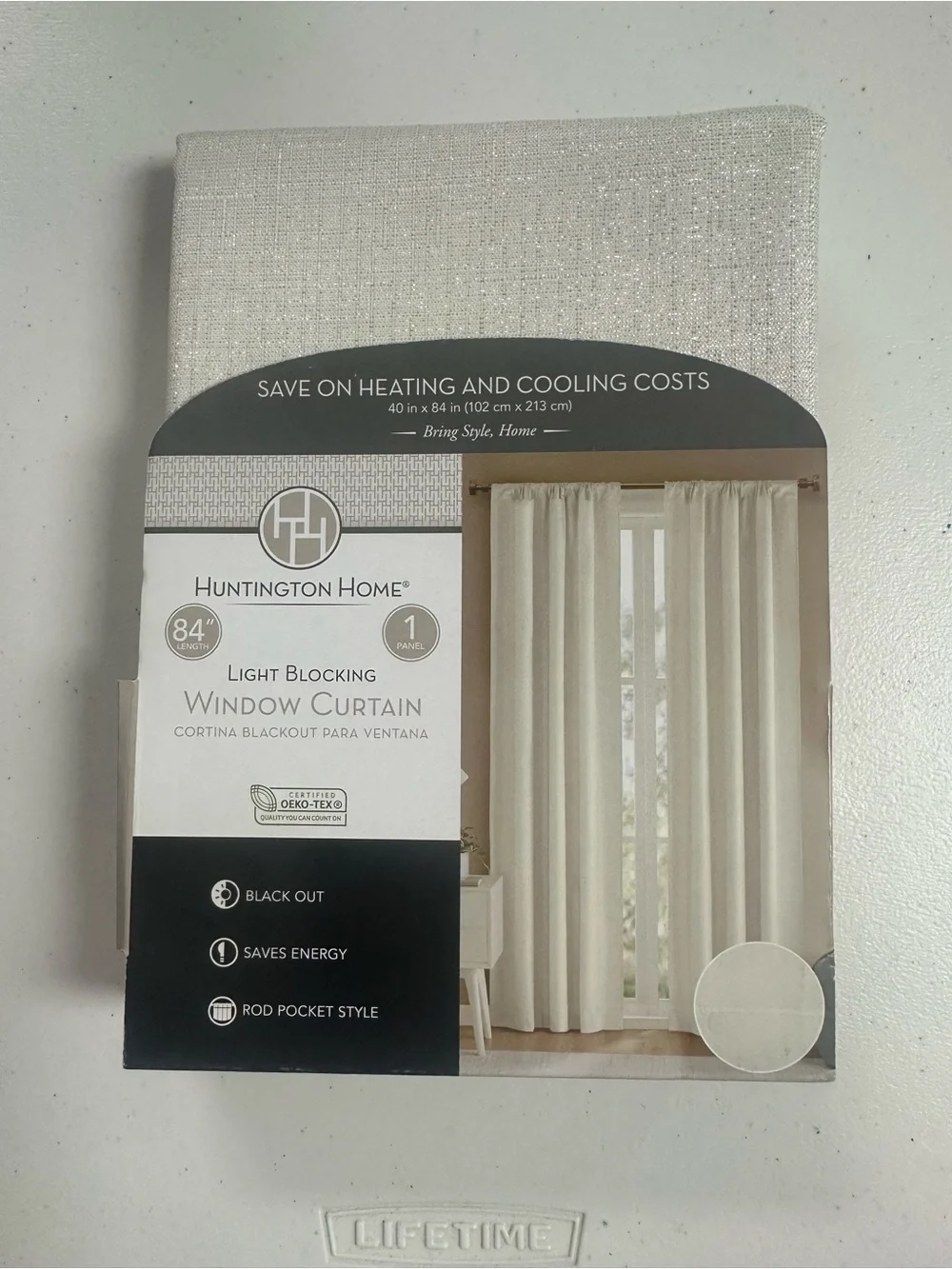Huntington Home, Light Blocking Window Curtain, NEW, 40 in x 84 in, Silver